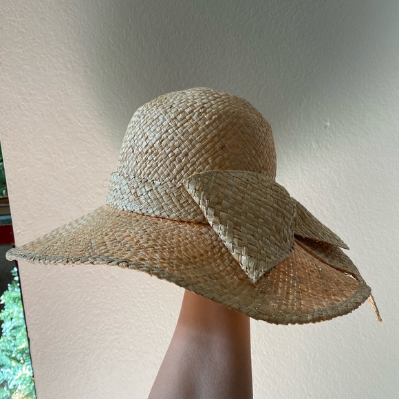 J Crew Floppy Straw Sun Hat With Bow 